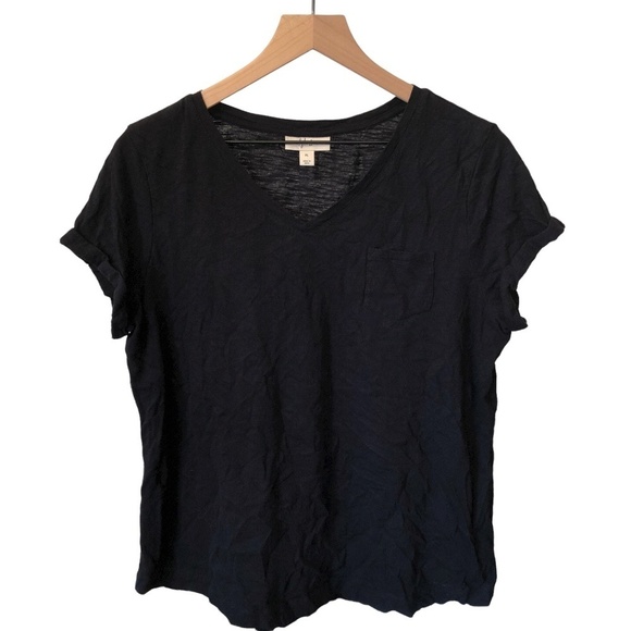 Style & Co Black Short Sleeve Shirt Lightweight T-Shirt Pocket Petite Top - Picture 3 of 7
